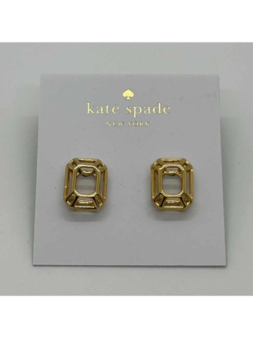 Kate Spade Freeze Frame Earrings Gold Geometric StudsRectangle Modern Minimalist - Picture 2 of 11